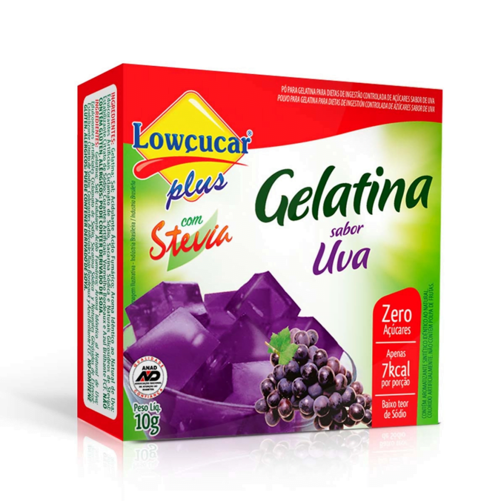 Gelatina Low\u00e7ucar Plus Stevia Uva 10g | Consul Cooperativa